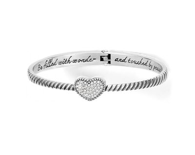 Celestia Heart Hinged Bangle Silver