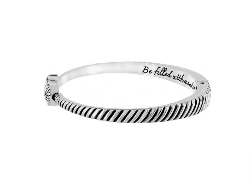 Celestia Heart Hinged Bangle Silver