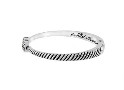 Celestia Heart Hinged Bangle Silver