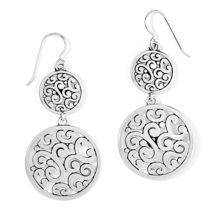 Contempo Medallion Duo French Wire Silver Earrings