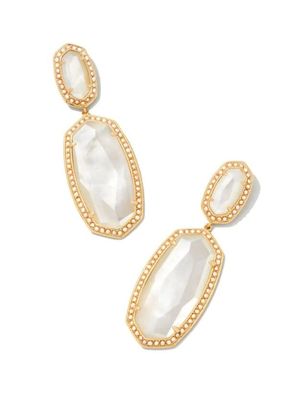 Pearl Beaded Elle Statement Earring Gold Ivory Mother of Pearl