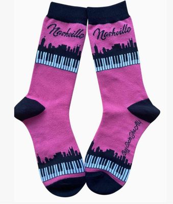 Nashville Skyline And Piano Keys Socks Women