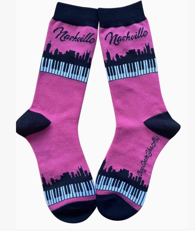Nashville Skyline And Piano Keys Socks Women