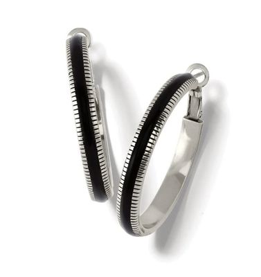 Interlok Noir Heirloom Hoop Earrings Black