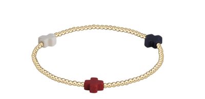 Enewton Signature Cross Gold Pattern 2mm Bead Bracelet Firecracker