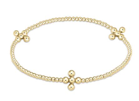 Signature Cross Gold Pattern Bead Bracelet Classic Beaded Signature Cross Gold, Size: 2mm/3mm