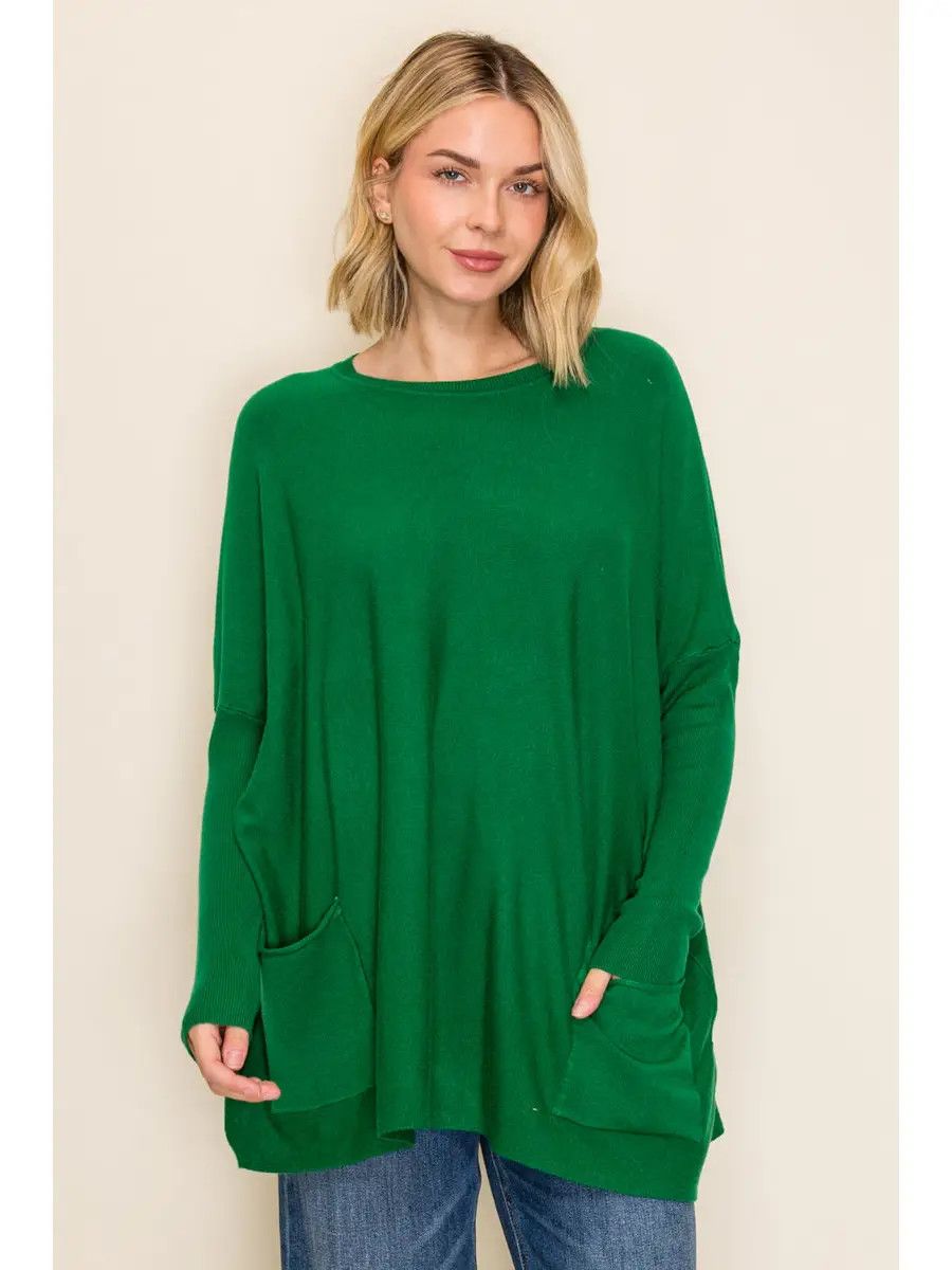 The Deanna Sweater Top, Color: Forest, Size: S/M