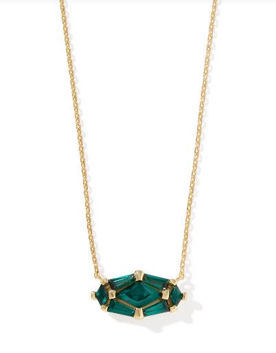 The Lindy Rae Elisa Gold Necklace, Color: Green Crystal