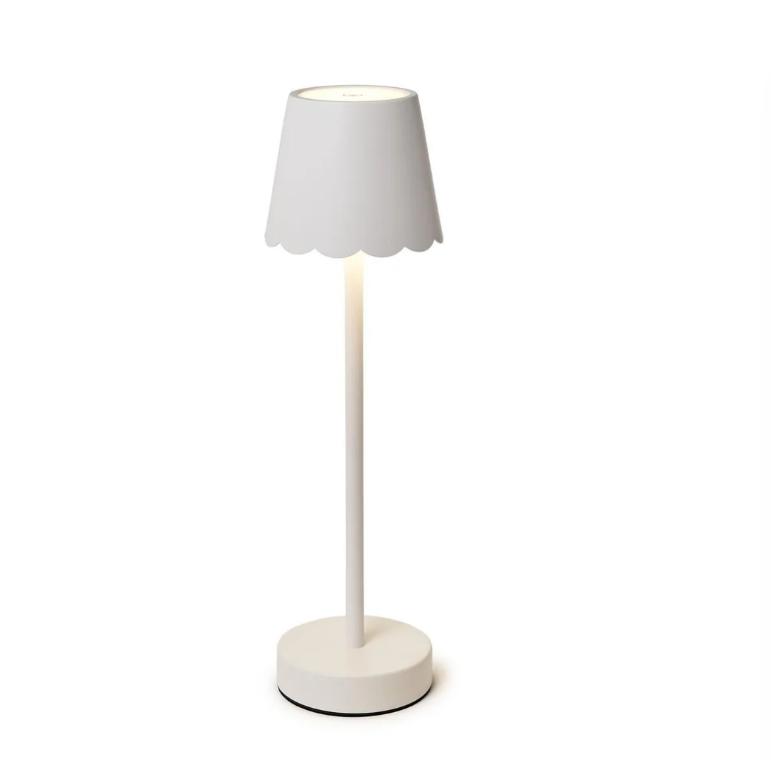White LED Scalloped Table Lamp