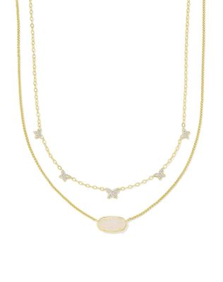 The Dolly Parton x Kendra Scott Gold Elisa Multi Strand Necklace in Iridescent Drusy