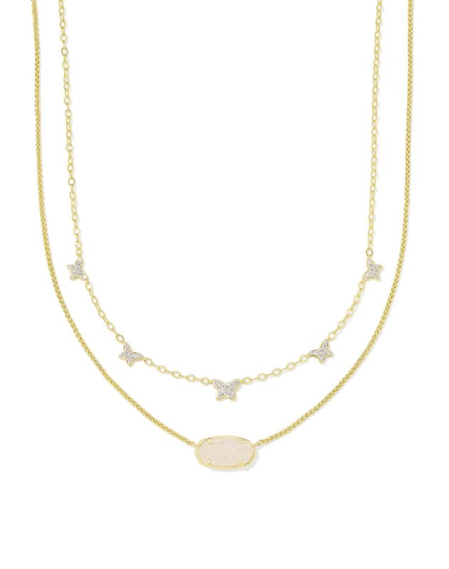 The Dolly Parton x Kendra Scott Gold Elisa Multi Strand Necklace in Iridescent Drusy