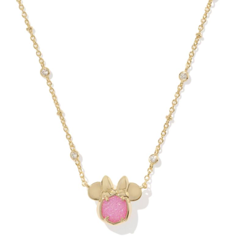 Disney x Kendra Scott | Minnie Mouse Pendant Necklace Gold Hot Pink Drusy