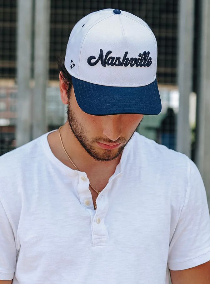 The NASH™ Nashville Chain Stitch Snapback, Color: Navy/White