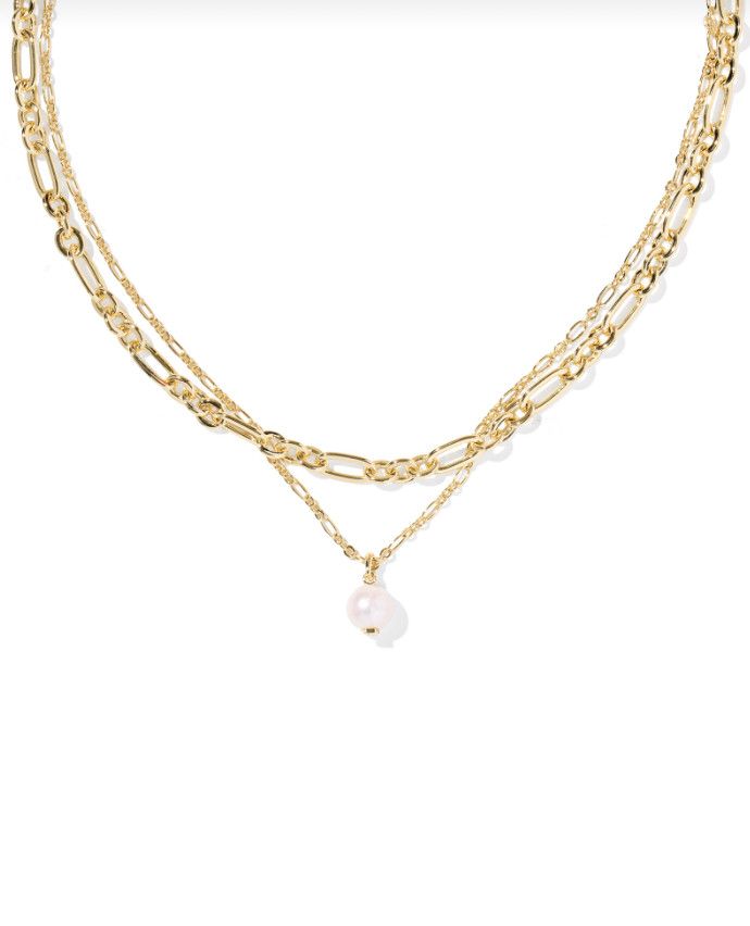 The Ashton Multi-Strand Freshwater Pearl Necklace, Color: Gold