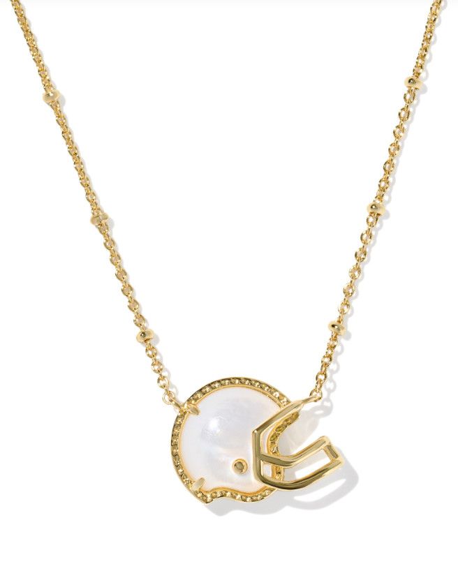 The Football Helmet Pendant Necklace in Ivory Mother of Pearl, Color: Gold