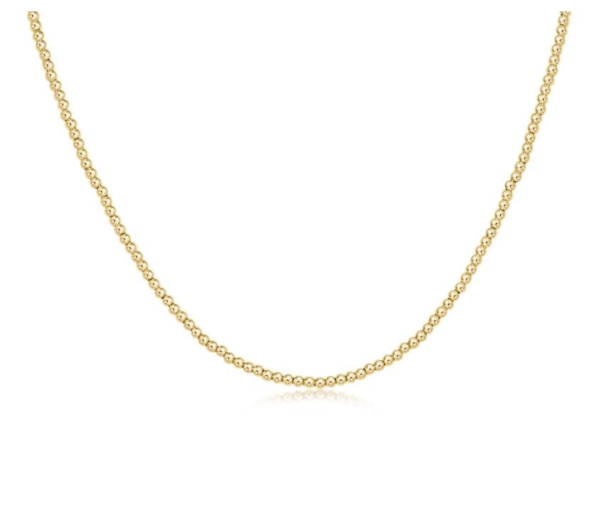 17" Classic Gold Bead Choker, Size: 2mm