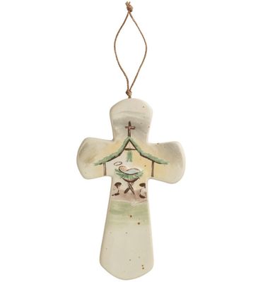 Ceramic Manger Nativity Cross