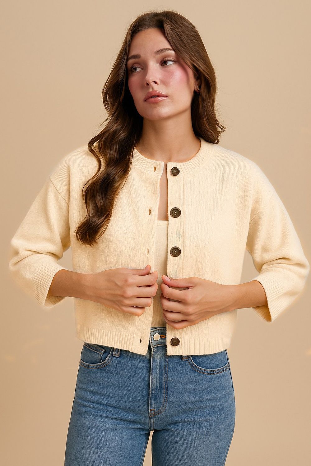 The Missy Cardigan, Color: Cream, Size: S