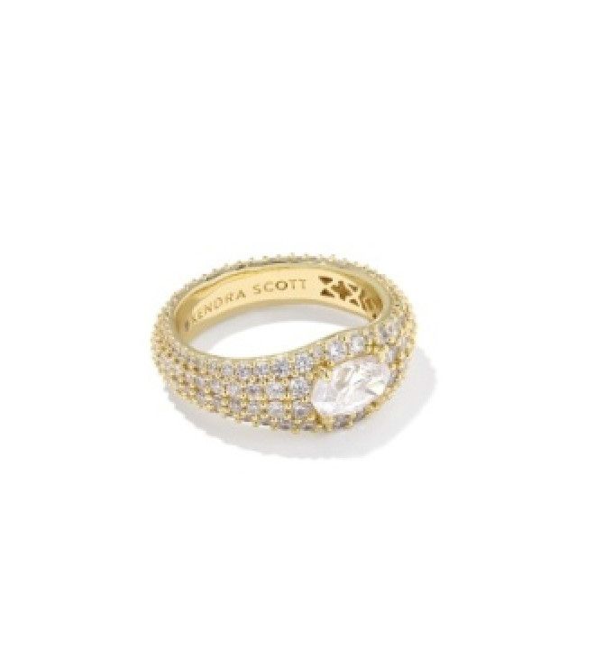 The Bella Band Ring in Gold White Crystal, Size: 6
