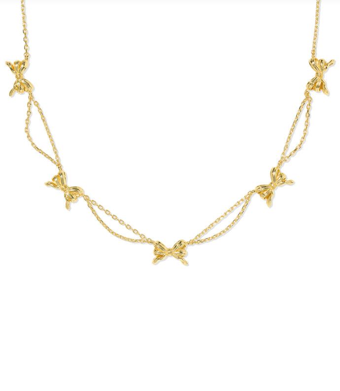 Bow Strand Necklace, Color: Gold