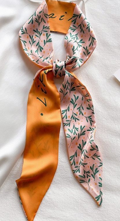 Skinny Scarf Necklace Wrap, Color: Peach Vine