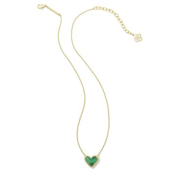 The Ari Heart Short Pendant Necklace in Gold Emerald Cat's Eye