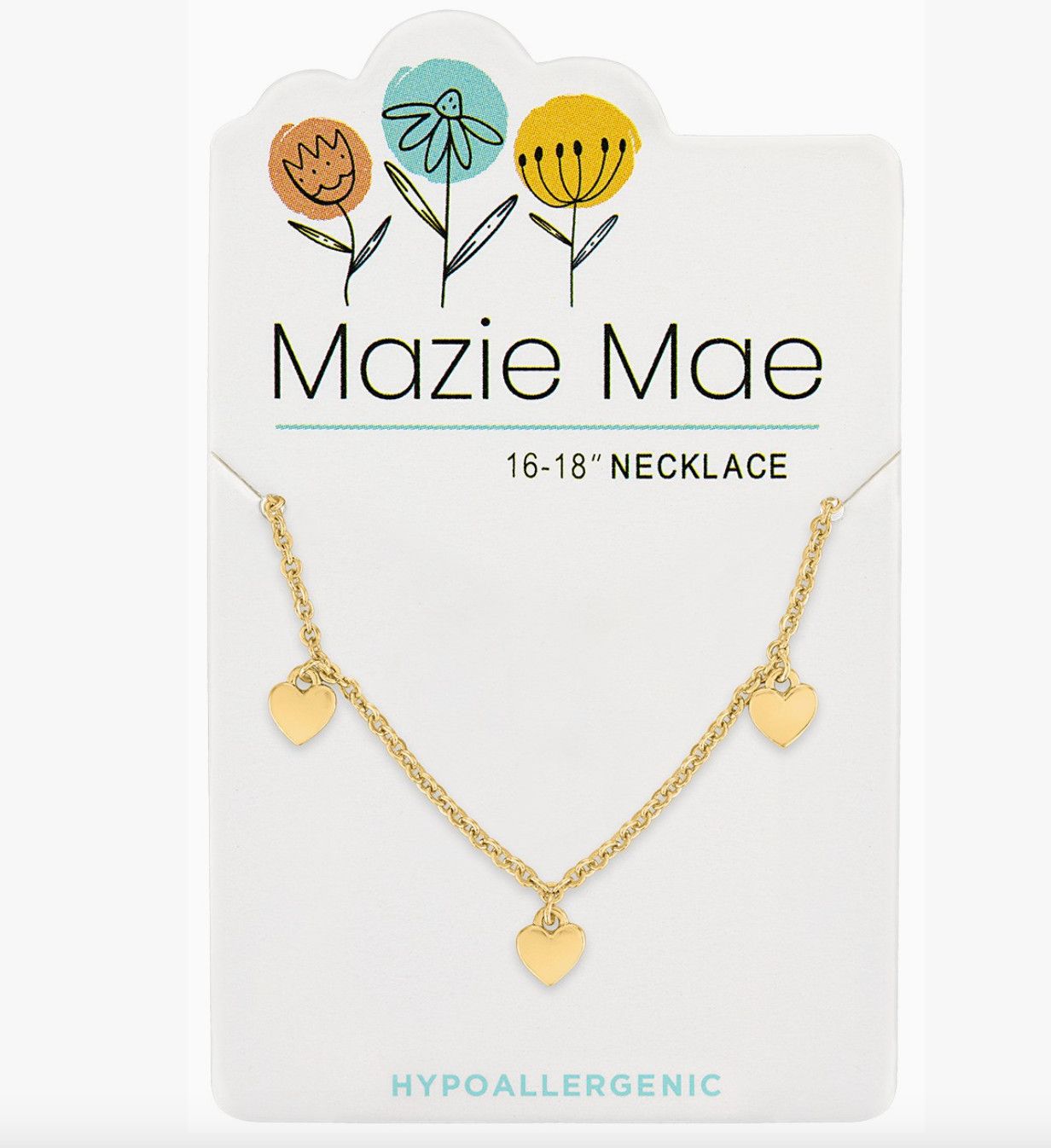 Mazie Mae Girls Necklace | Gold Multi Dangle Heart