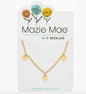 Mazie Mae Girls Necklace | Gold Multi Dangle Heart