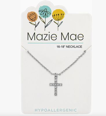 Mazie Mae Girls Necklace | Silver CZ Cross