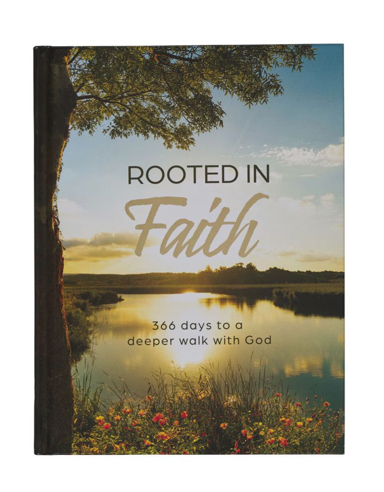Rooted in Faith hardcover devotional book with inspirational Christian messages, durable cover for daily faith and prayer