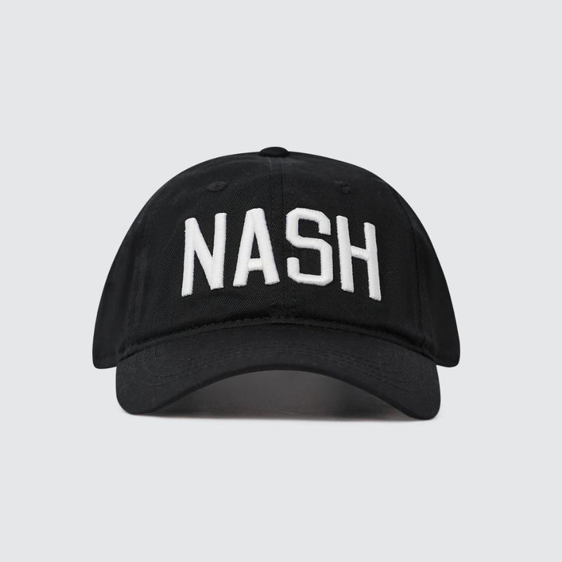 The NASH™ Original black and white ball cap with embroidered logo, classic adjustable baseball hat