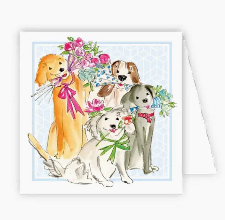 Handpainted for You Puppies with Posies Enclosure Card