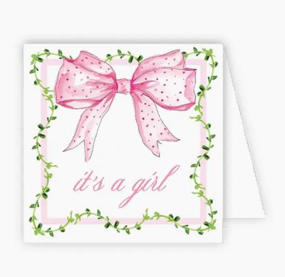 It’s A Girl Pink Bow Enclosure Card