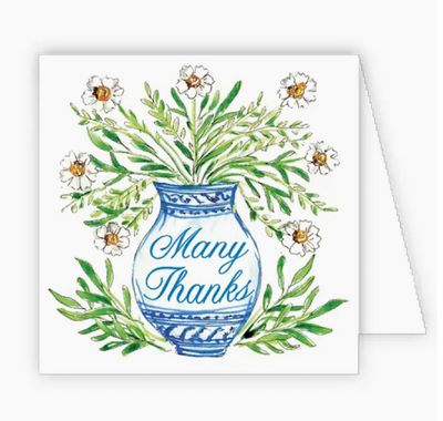 Many Thanks Blue Pot Enclosure Card