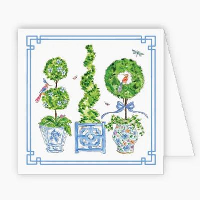 Blue Enchanted Boxwood Topiaries Enclosure Card