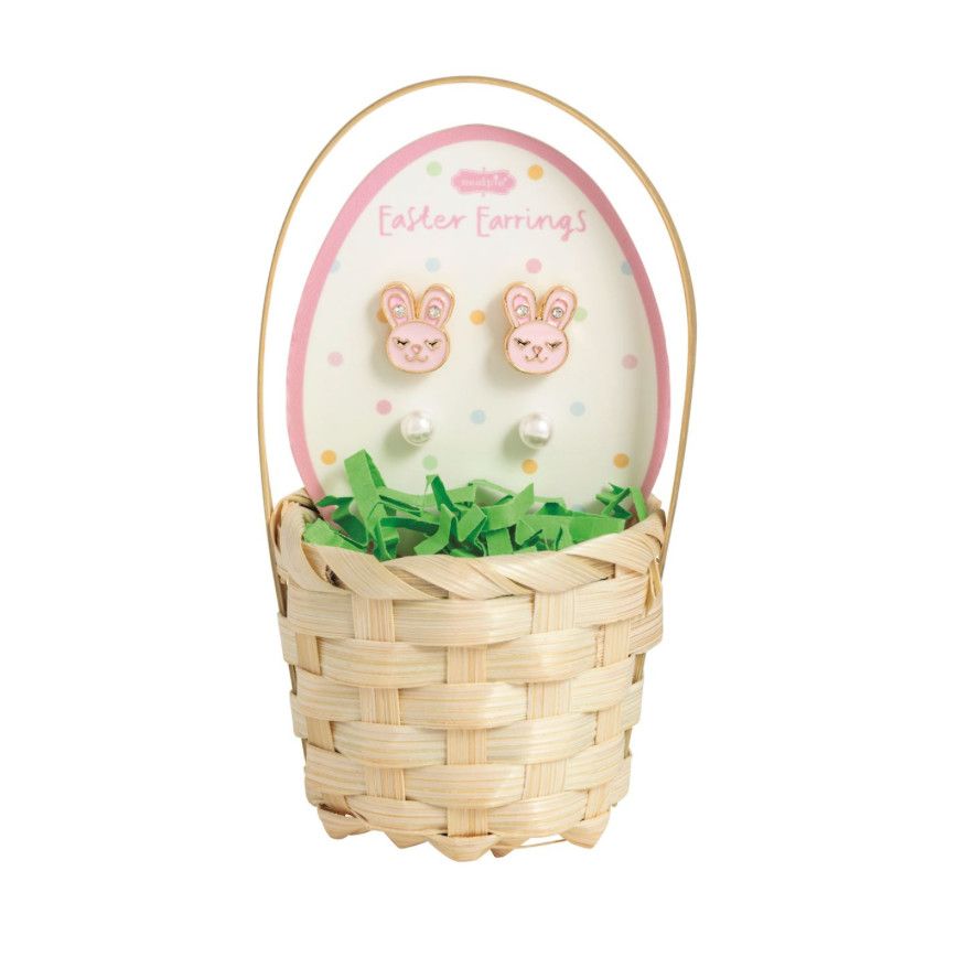 Bunny Face Stud Earrings in Basket