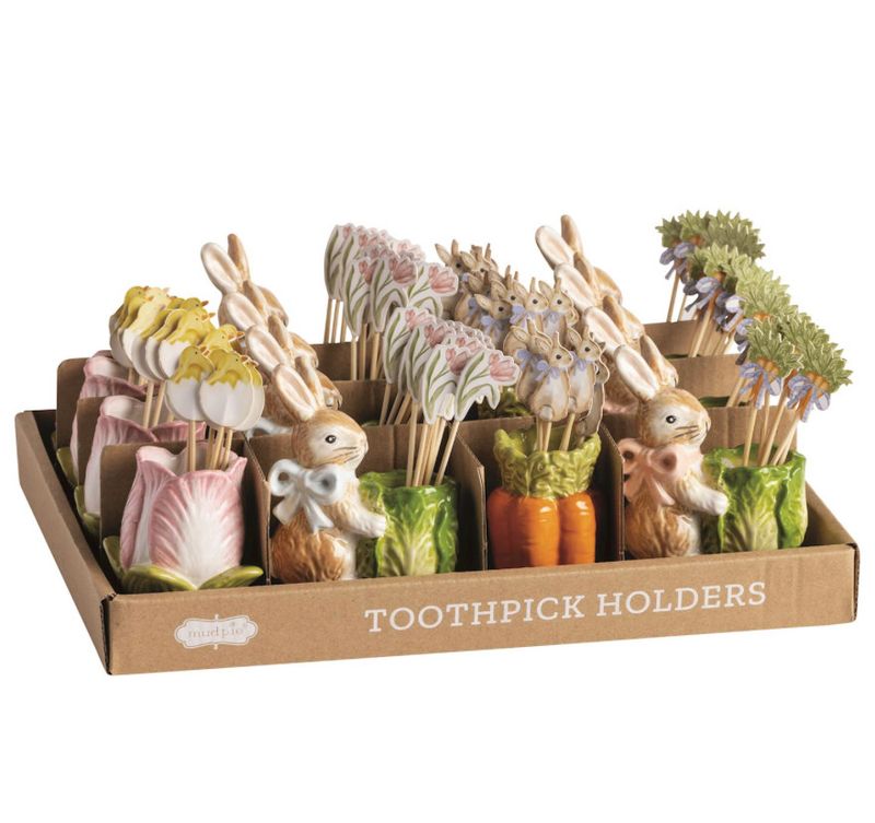 Easter Toothpick Holder | Blue Bow Bunny