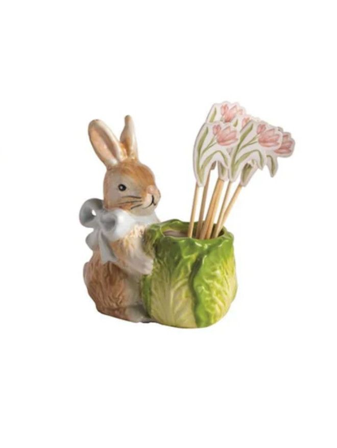 Easter Toothpick Holder | Blue Bow Bunny