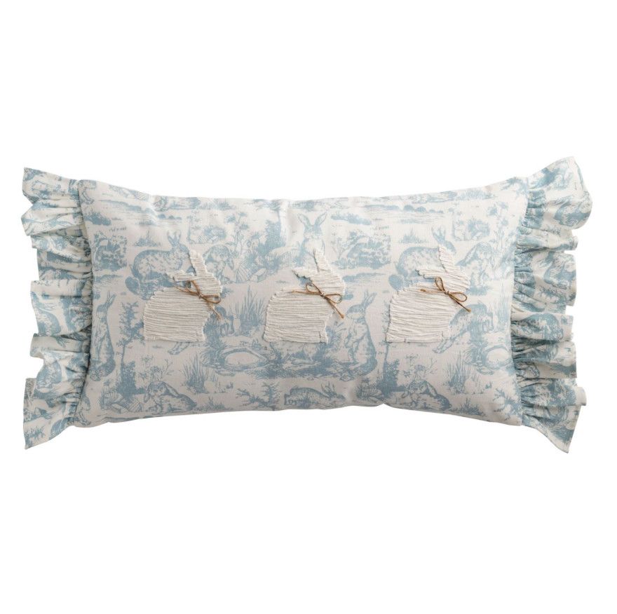 Lumbar Toile Bunny Pillow