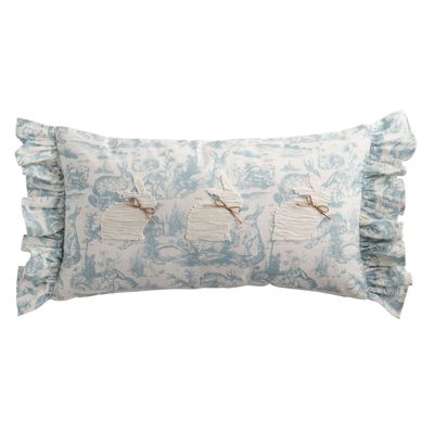 Lumbar Toile Bunny Pillow