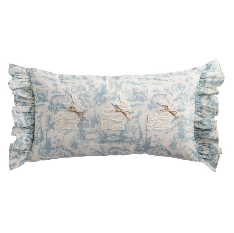 Lumbar Toile Bunny Pillow