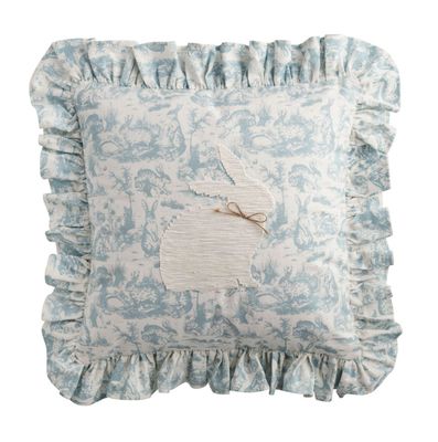 Square Toile Bunny Pillow