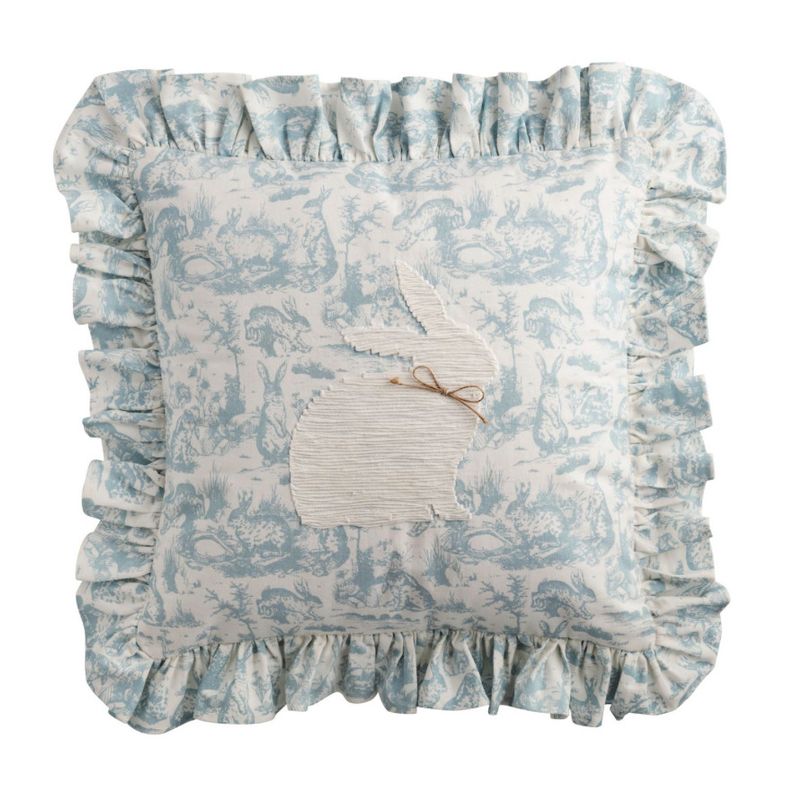 Square Toile Bunny Pillow