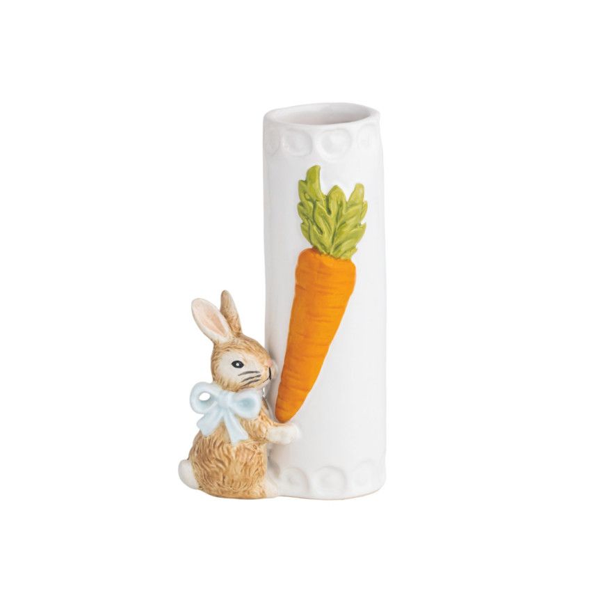 Blue Bow Bunny Bud Vase