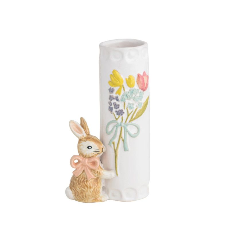 Pink Bow Bunny Bud Vase