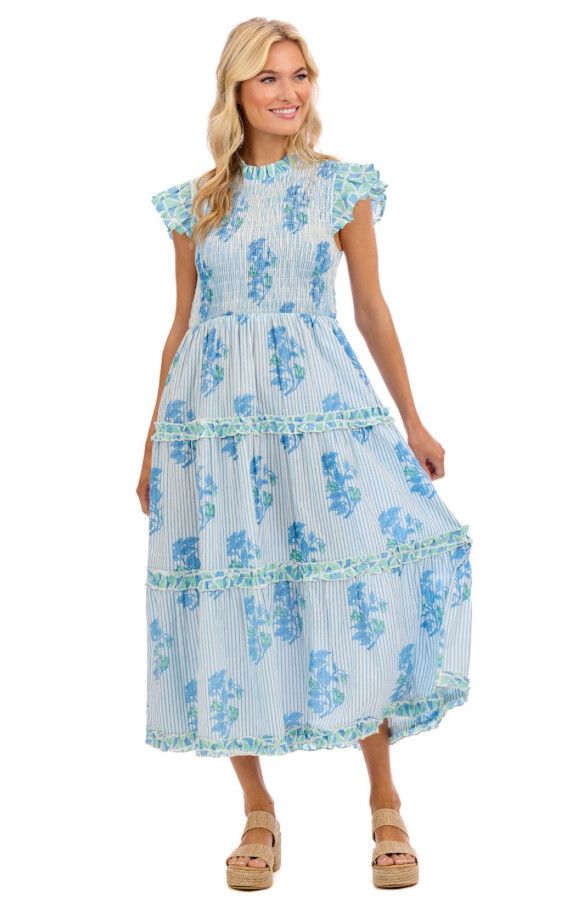 Perin Smocked Midi Dress , Size: S