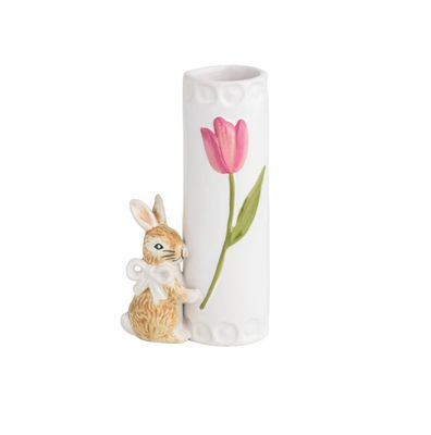 White Bow Bunny Bud Vase