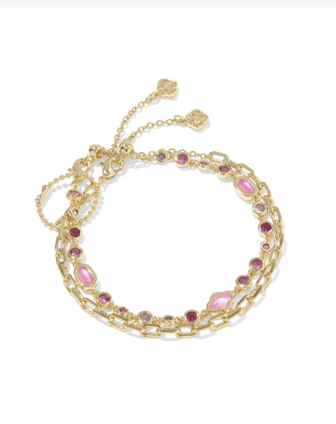 The Mini Elisa Abbie Set Bracelet in Gold Pink Mix