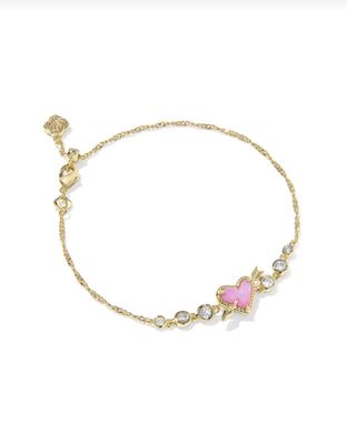 The Ari Heart Arrow Tennis Bracelet Gold Pink Opalescent