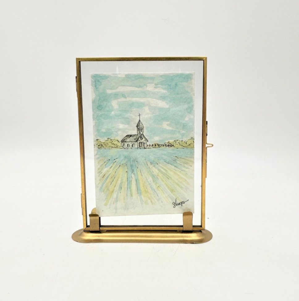 Brass Framed Table Art Church